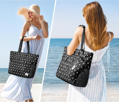 G4Free Beach Bag, Waterproof Sandproof Beach Tote Bag, Large Capacity Foldable for Women