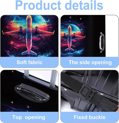 Luggage Cover Washable Suitcase Protector Anti-scratch Suitcase cover Fits 20-34 Inch Luggage (Aircraft, L(28-30inch suitcase))