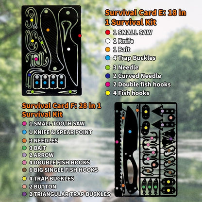 PSKOOK 12 Pcs Survival Multitool Card Emergency Camping Tool EDC Kit in Your Wallet Outdoor Hunting Fishing Hiking Gear