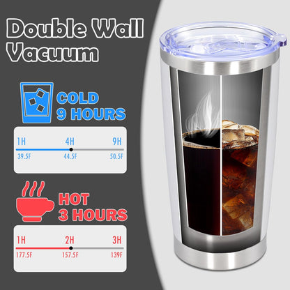 20oz Tumbler Bulk Stainless Steel Tumbler Cup with Lid Vacuum Insulated Double Wall Travel Mug, Durable Powder Coated Travel Coffee Tumbler Mug for Hot & Cold Drinks, White,8 Pack