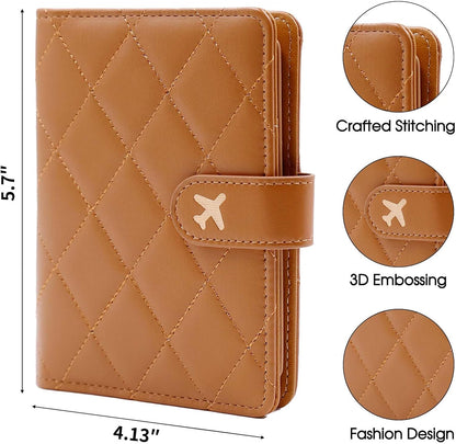 Melsbrinna Rfid Passport Holder for Travel women/Men, Cute Passport Wallet Rfid Blocking Card Slots, Rfid Passport Cover/CaseTravel Wallet, Passport Book Holder (1, LG BROWN)