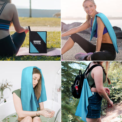 Microfiber Travel Towel, Soft Lightweight Quick Dry Towel, Super Absorbent Compact Travel & Sports & Beach Towels for Camping, Backpack, Gym, Swimming, Yoga, Hiking (XL:30"×60" -MarineBlue)