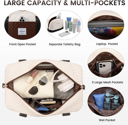 LOVEVOOK Travel Duffle Bag,Weekender Bags for Women with Shoe Compartment，Carry on Overnight Bag with Toiletry Bag,Gym Duffel Bag with Wet Pocket, Hospital Bags for Labor and Delivery