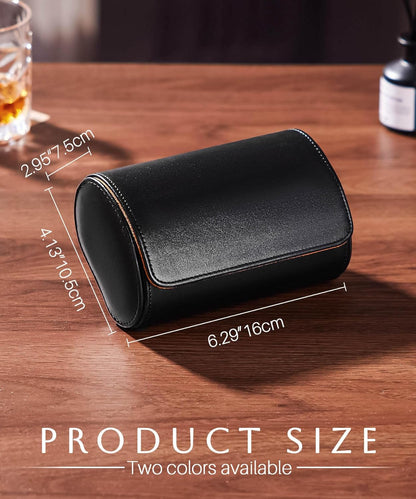 Homde Travel Watch Box Leather: Traveling Case for Men - Luxury Watch Roll for Wristwatch on the Go (black, M)