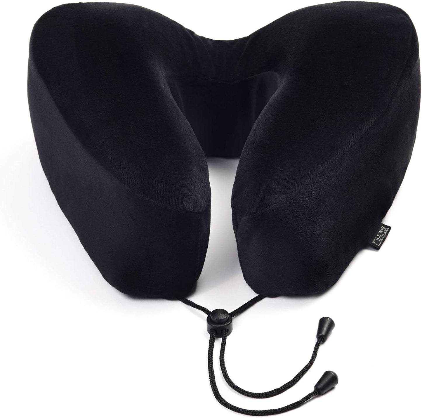 Lewis N. Clark Contoured Memory Foam Hexform Travel Cervical Neck Pillow for Shoulder & Neck Pain, Airplane, Camping, Kids & Adults, Premium, Black