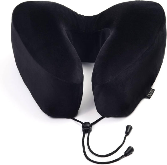 Lewis N. Clark Contoured Memory Foam Hexform Travel Cervical Neck Pillow for Shoulder & Neck Pain, Airplane, Camping, Kids & Adults, Premium, Black