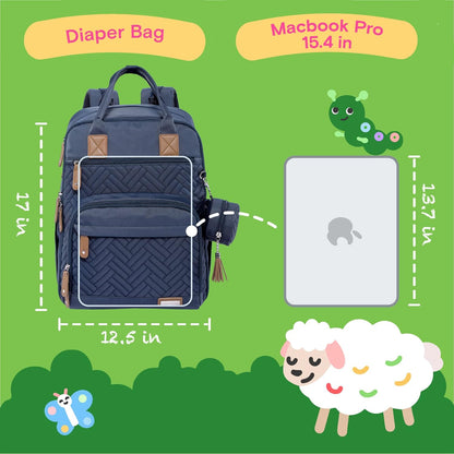 iniuniu Diaper Bag Backpack, 4 in 1 kit Large Unisex Baby Bags for Boys Girls, Waterproof Travel Back Pack with Diaper Pouch