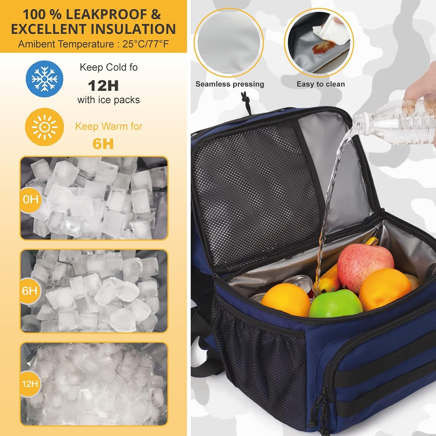 Tactical Double Deck Cooler Backpack for Men,Large Lunch Backpack with 2 Compartment,Soft Cooler Bag