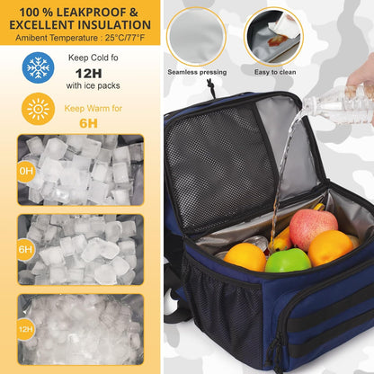 Tactical Double Deck Cooler Backpack for Men,Large Lunch Backpack with 2 Compartment,Soft Cooler Bag