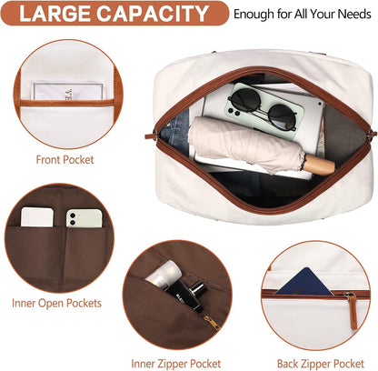 Weekender Bag for Women Canvas Overnight Bag Large Travel Tote Bag Carry on Shoulder Duffle Bag With Shoe Compartment,Perfect for Travel/Daily Use/Birthday Gift …