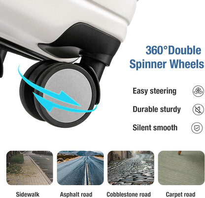 KYME Carry On Luggage 22x14x9 Airline Approved with TSA Lock Hard Shell Carry On Suitcase Lightweight Suitcases with Wheels Small Luggage for Men Women,Carry-On 20 Inch,White