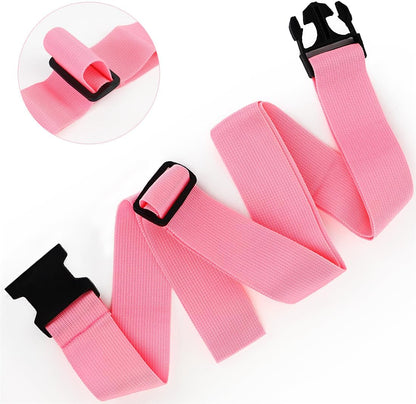 2Pack Luggage Straps for Suitcases, Travel Connector for Carry On Bag, Add Bag to Connect Two Suitcases, Adjustable Belt Attachment Accessories for Connect Your 3 Luggages, Pink