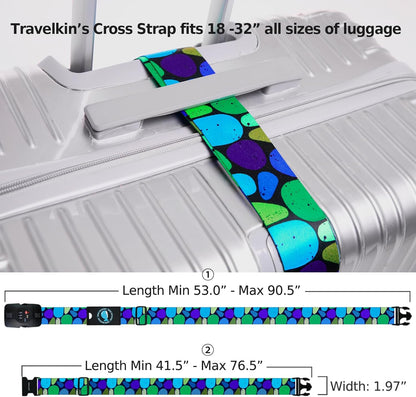 Travelkin Luggage Straps TSA Approved - Adjustable Cross Suitcase Straps with TSA Lock, Reinforced Buckle, Unique Pattern - Secure Heavy Duty Luggage Straps for Travel (Coral)