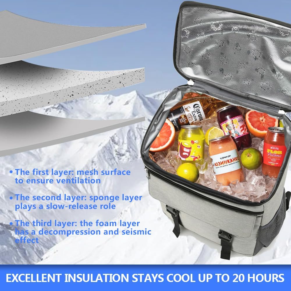 Cooler Backpack, 30 Cans Backpack Coolers Insulated Leak Proof for Men Women, Ice Chest Beach Cooler Bag, Portable Lunch Backpack for Camping Hiking Picnic Travel
