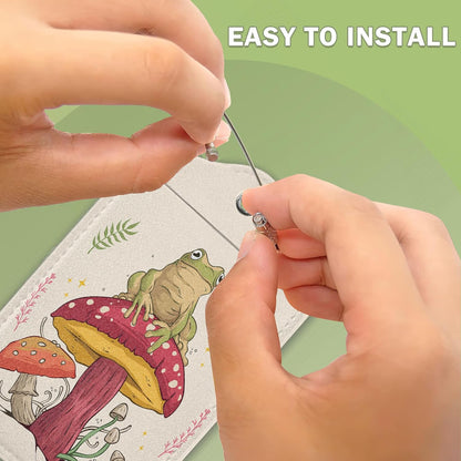 2 Pack Luggage Tags for Suitcase,Frog Sitting On Mushroom Leather Luggage Tag Bag Tags Identifiers Privacy Cover Id Label with Steel Loop for Women Men Girls Boys Travel