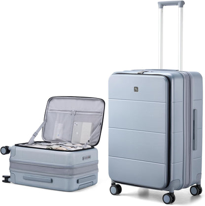 Hanke Hardside Expandable Checked Luggage, 24 Inch Top Opening Trunk Luggages with Spinner Wheels, All-PC Hard Shell Suitcase, Lightweight TSA Checked-Medium(Grey, 83L)
