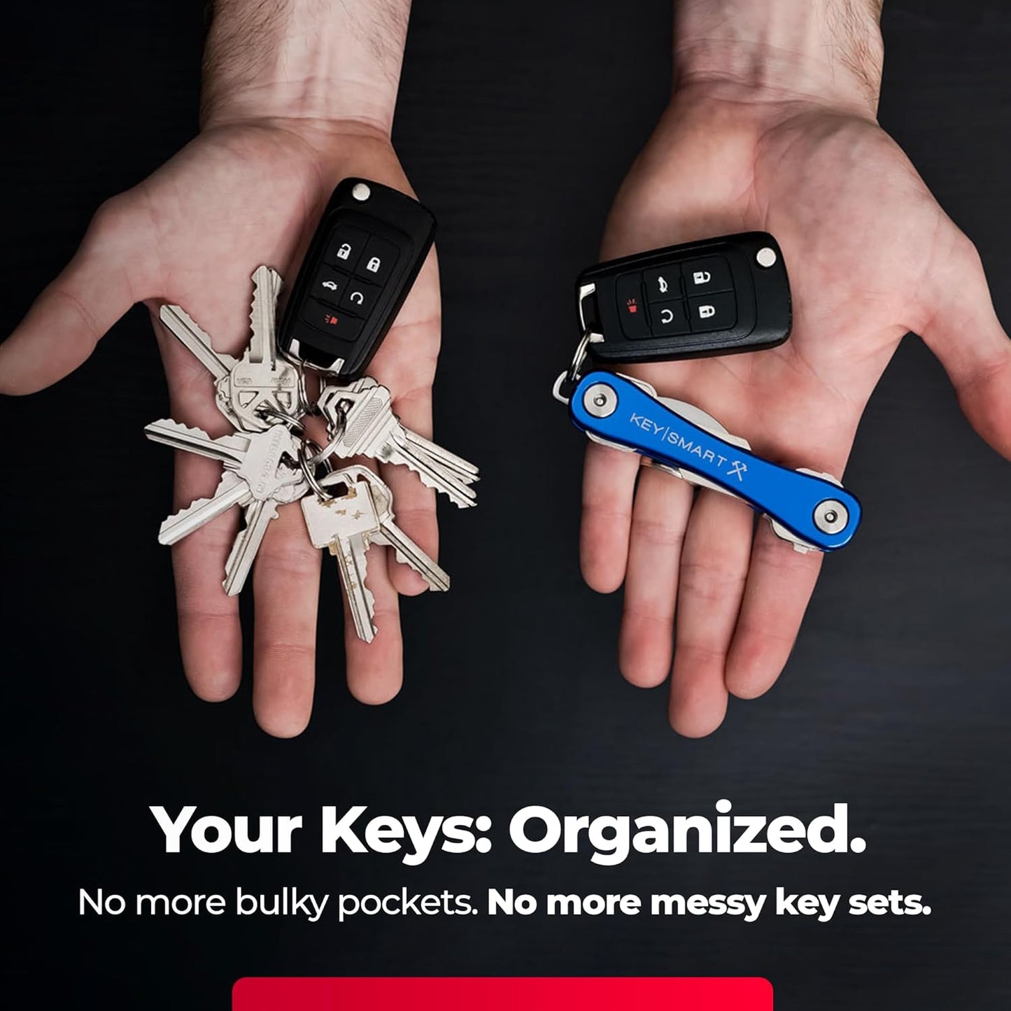 KeySmart Rugged - Multitool Key Holder for Keychain w/Bottle Opener and Pocket Clip, Key Organizer for Key Chain, EDC Keychains, Key Ring for Car Fobs Key Chains, Expandable (Up to 14 Keys, Blue)