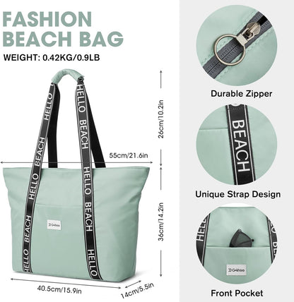 G4Free Beach Bag, Waterproof Beach Bags for Women, Personalized Strap Tote Bag for Women Birthday Gifts