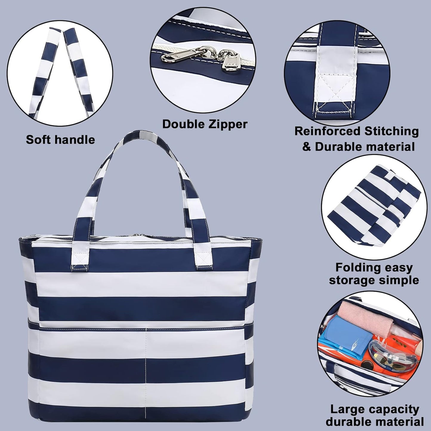 Beach Pool Bags Tote for Women Ladies Large Gym Tote Carry On Bag With Wet Compartment for Weekender Travel Waterproof