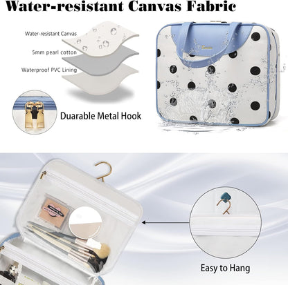 Hanging Travel Toiletry Bag,Large Capacity Cosmetic Travel Toiletry Organizer for Women with 4 Compartments & 1 Sturdy Hook,Perfect for Travel/Daily Use/Christmas