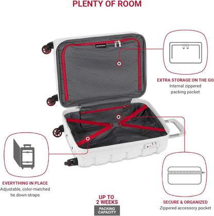 SwissGear 7366 Hardside Expandable Luggage with Spinner Wheels, White, 2-Piece Set (19/27)