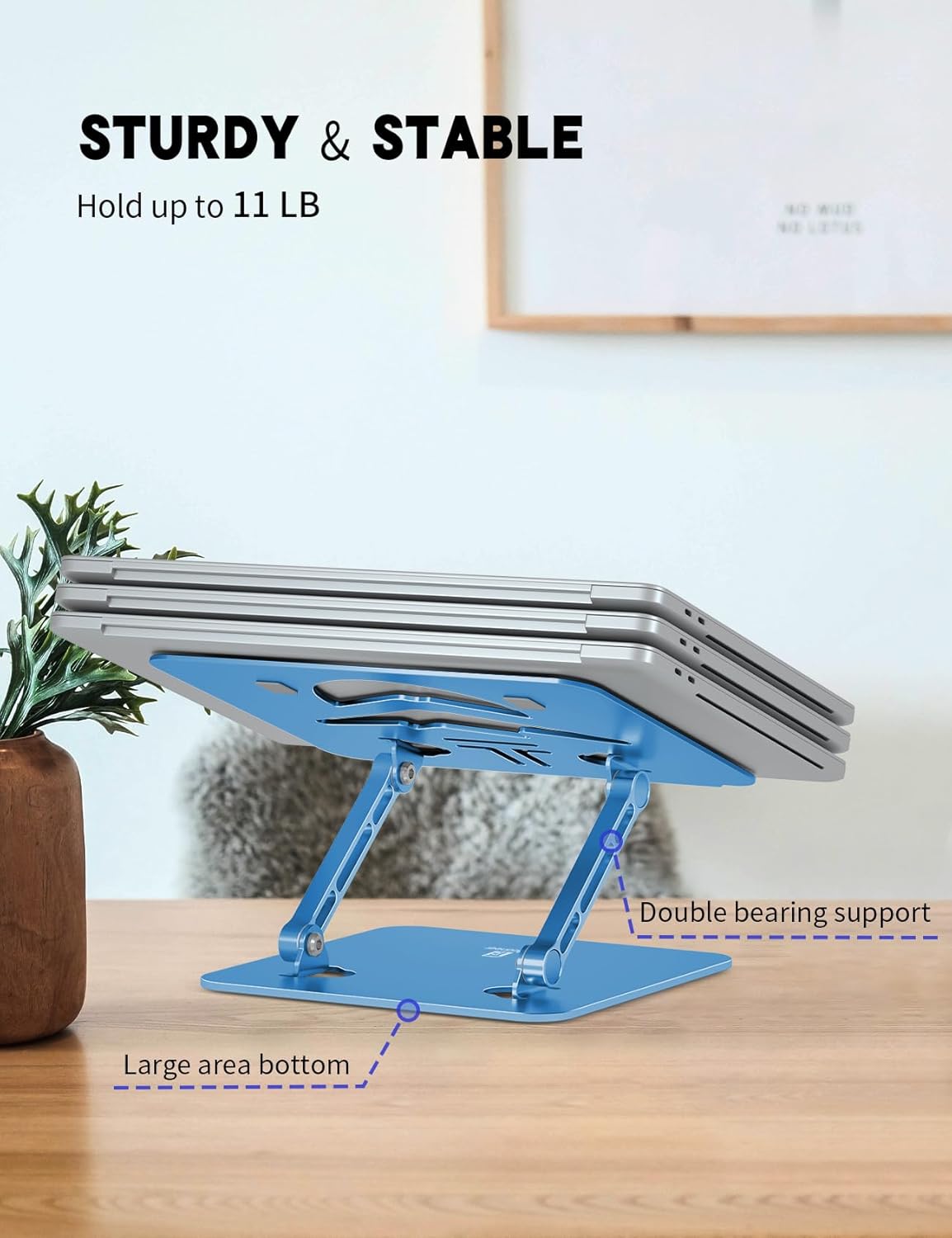 Laptop Stand, Ergonomic Adjustable Computer Stand for Collaborative Work, Foldable and Portable Heat Sink Computer Stands, Fits up to 15.6-inch Laptops (Dark Blue)