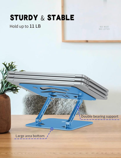 Laptop Stand, Ergonomic Adjustable Computer Stand for Collaborative Work, Foldable and Portable Heat Sink Computer Stands, Fits up to 15.6-inch Laptops (Dark Blue)
