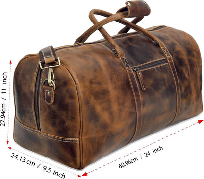 Leather Travel Duffel Bags for Men and Women Full Grain Leather Overnight Weekend Leather Bags Sports Gym Duffle