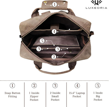 Handmade Leather Backpack for Men and Women, 15.6 Inch Laptop Bag, Genuine Leather Casual Daypack, For College & Office, Travel or Hiking - Retro Hunter Brown