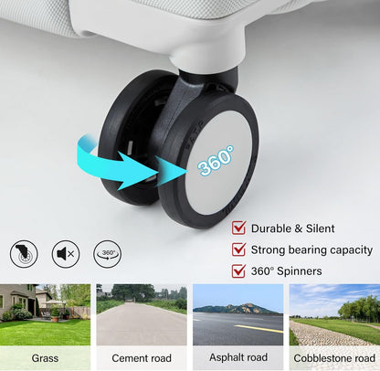 Hanke Hard Shell Luggage Sets 3 Pieces, Carry On and Checked Luggage Sets with Spinner Wheels, Durable PC Hardside Rolling Suitcase for Travel (20/24/28 Inch, Smoke White)