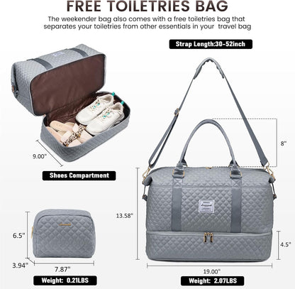 LOVEVOOK Travel Duffle Bag,Weekender Bags for Women with Shoe Compartment，Carry on Overnight Bag with Toiletry Bag,Gym Duffel Bag with Wet Pocket, Hospital Bags for Labor and Delivery