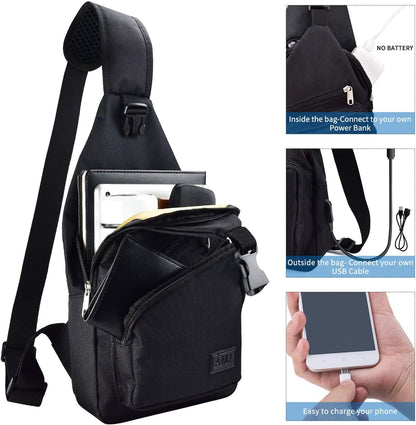 AMJ Crossbody Sling Bag Men Women, Casual Shoulder Backpack, Chest Daypack Satchel for Hiking Travel
