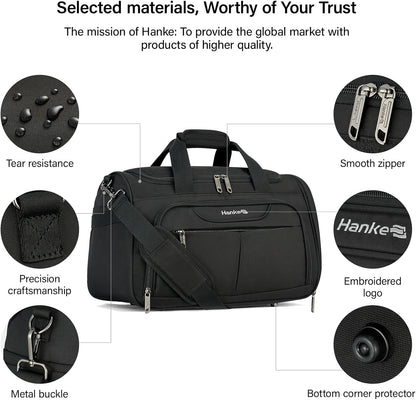 Hanke Underseat Carry On luggage Bags for Travel, Foldable Travel Bags for Women, Soft Lightweight Personal Item Travel Bag Small Carry On Bags for Airplanes, Travel Tote Bags for Women Men.（Black）