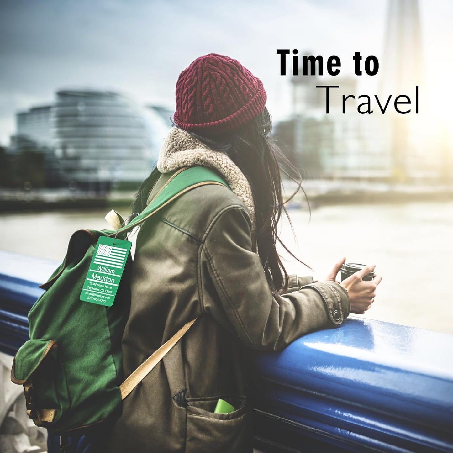 Luggage Tags for Suitcase - Pink Personalized Engraved Metal Tag for Cruise Travel - Custom Name Tags Suitable for Bags and Backpacks