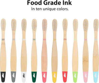 Sea Turtle Plant-Based Bristles, Soft Bamboo Toothbrushes, Individually Sealed for Kids (10 Pack)