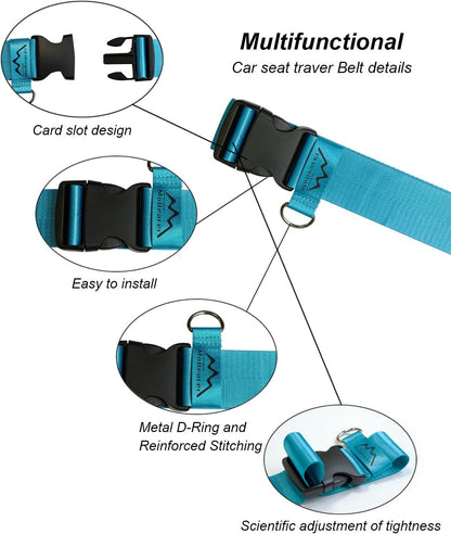 Car Seat Travel Belt to Suitcase,Car Seat Travel Strap to Convert Kid Car Seat and Carry-on Luggage into an Airport Car Seat Stroller,Safe Travel Solution for Transport