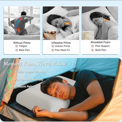 YOUR MOON Memory Foam Travel Pillow, Pure Cotton Cover, Compressible Camping - Image 4