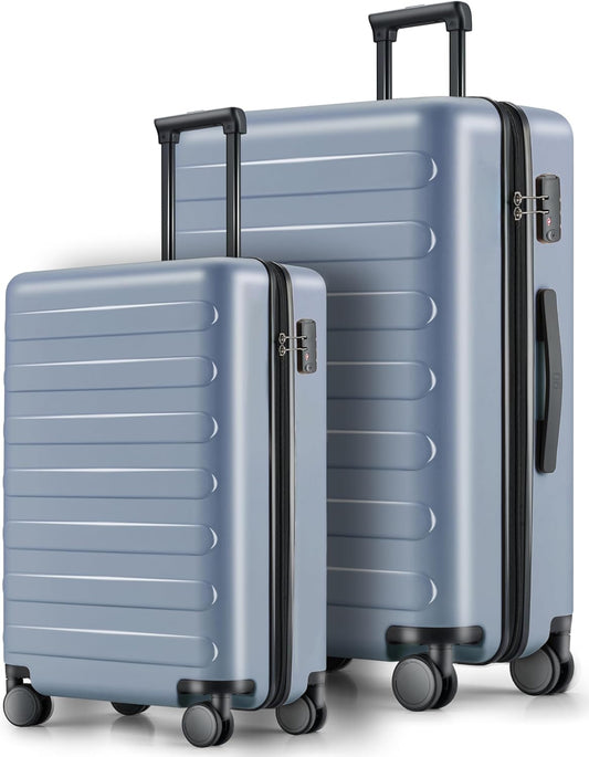 Carry on Luggage 22 X 14 X 9 Airline Approved, 20 Inch Luggage for 3-5 Days Travel, Double Spinner Wheels, 100% Hardshell PC, TSA Lock (03-Shadow (Basic), Set 2PCS (20-Inch/28-Inch))