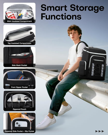 HOTOR Backpack Cooler Bag - 30/45 cans Large Backpack Coolers Insulated Leak Proof with Multiple Pockets, Small Cooler as Beach Cooler for Travel, Hiking, Camping