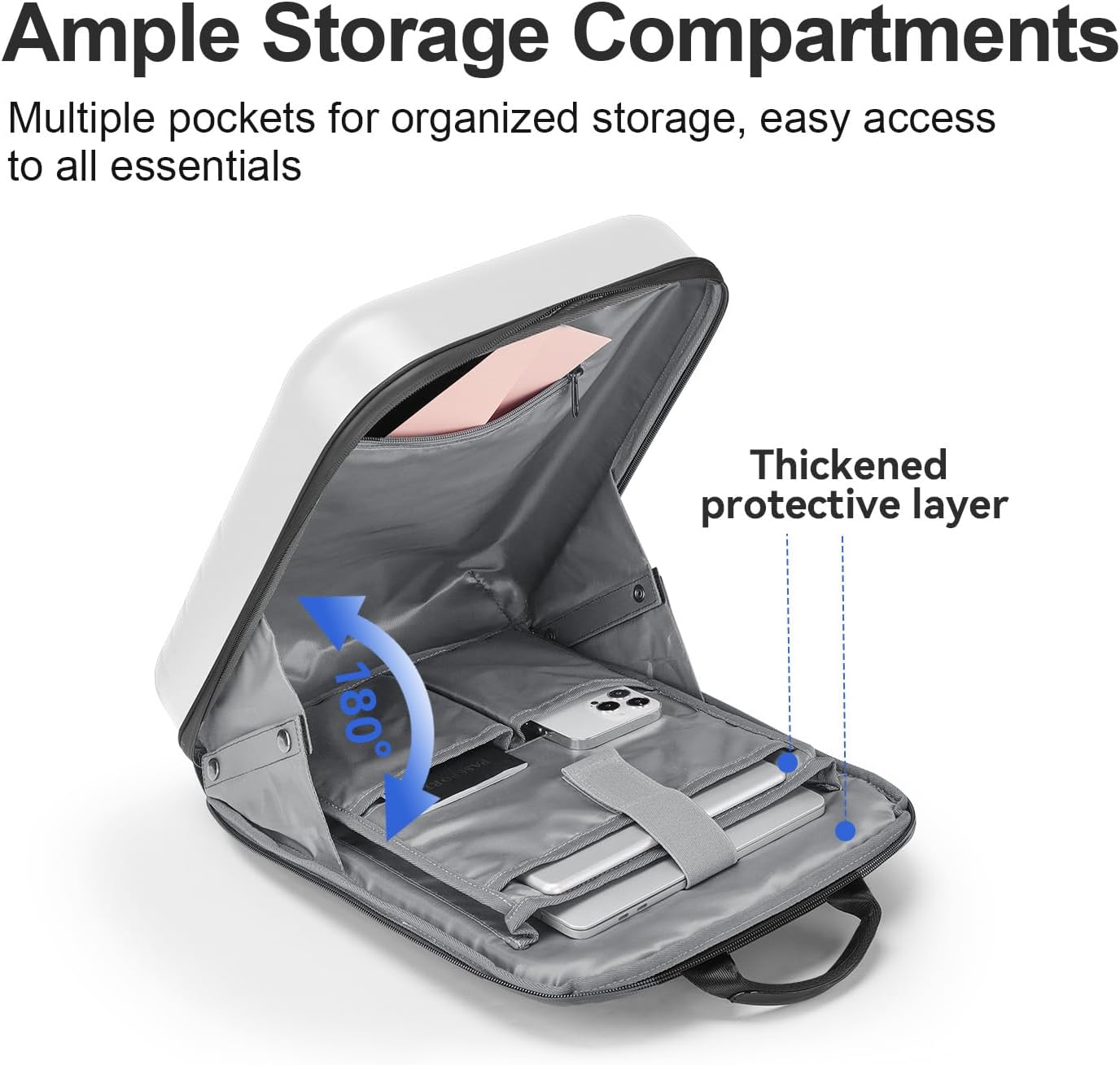 SOKOK Carry On Travel Backpack Waterproof Business Backpack with Laptop Compartment, Slim Hardshell Computer Backpack for Men and Women, White