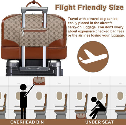 Weekender Bag for Women, Travel Duffel Bag Carry On Overnight Bag with Shoe Compartment Large Nylon Travel Weekend Tote Bag