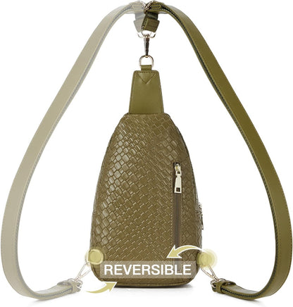 Telena Small Sling Bag for Women Leather Crossbody Fanny Packs Chest Bag for Women