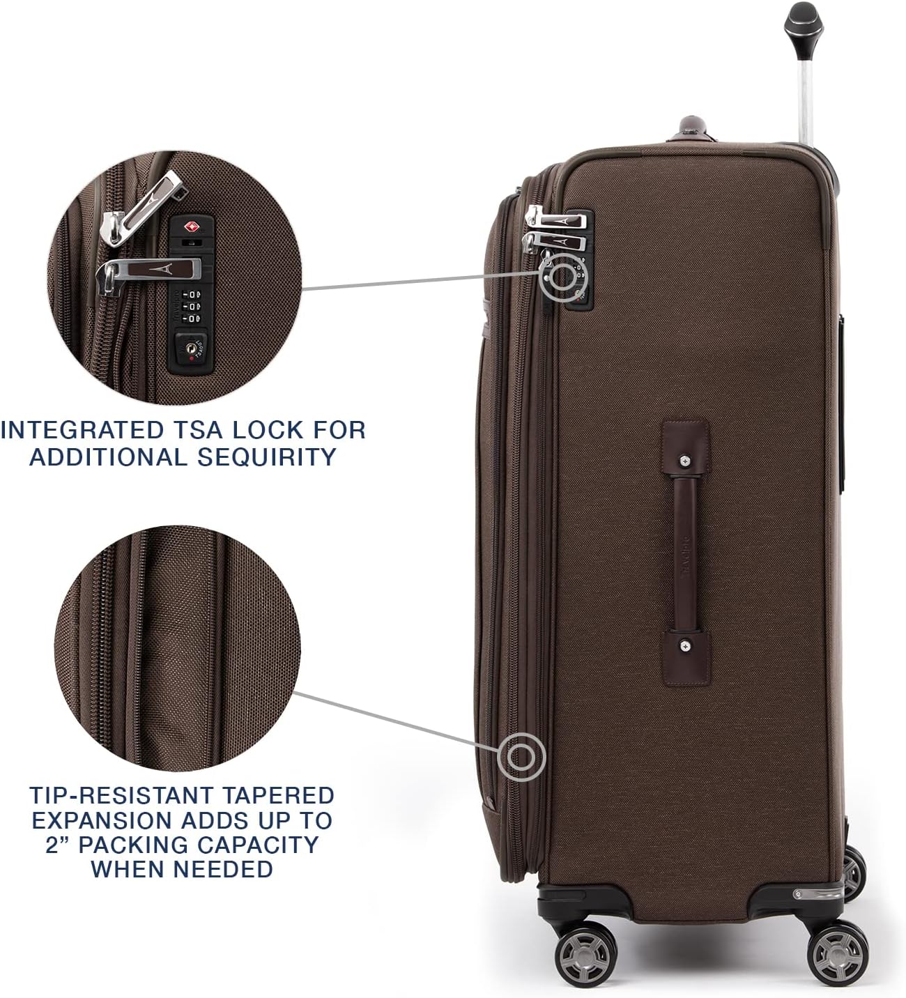 Travelpro Platinum Elite Softside Expandable Checked Luggage, 8 Wheel Spinner Large Suitcase, TSA Lock, Men and Women, Rich Espresso Brown, Checked Large 29-Inch