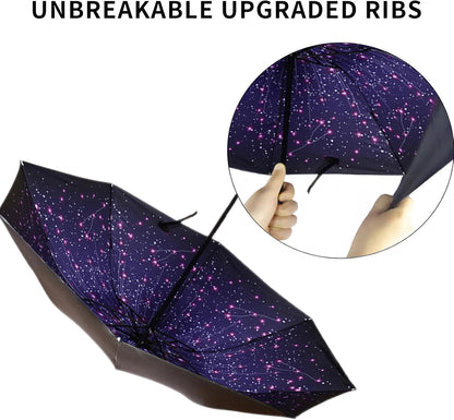 LLanxiry Compact Travel Umbrella, Mini Windproof Umbrellas for Rain & Sun, Small Lightweight Outdoor UV Umbrella, Portable Folding Umbrellas for Travel