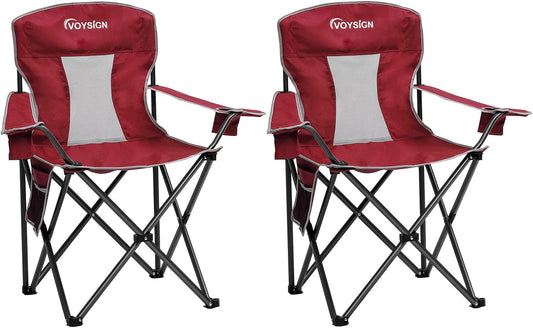 Mesh Folding Camping Chairs for Adults, Oversized Portable Outdoor Chairs, Weight Capacity 325 lbs with Cup Holder, Storage Pocket, Carry Bag