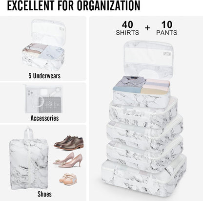 Veken 10 Set Packing Cubes for Travel Essential, Suitcase Organizer Bags in 4 Sizes, Carry-On Luggage Accessories with Large Laundry & Hanging Toiletry Bag, Must-Have for Airplane, Road Trip & Camping