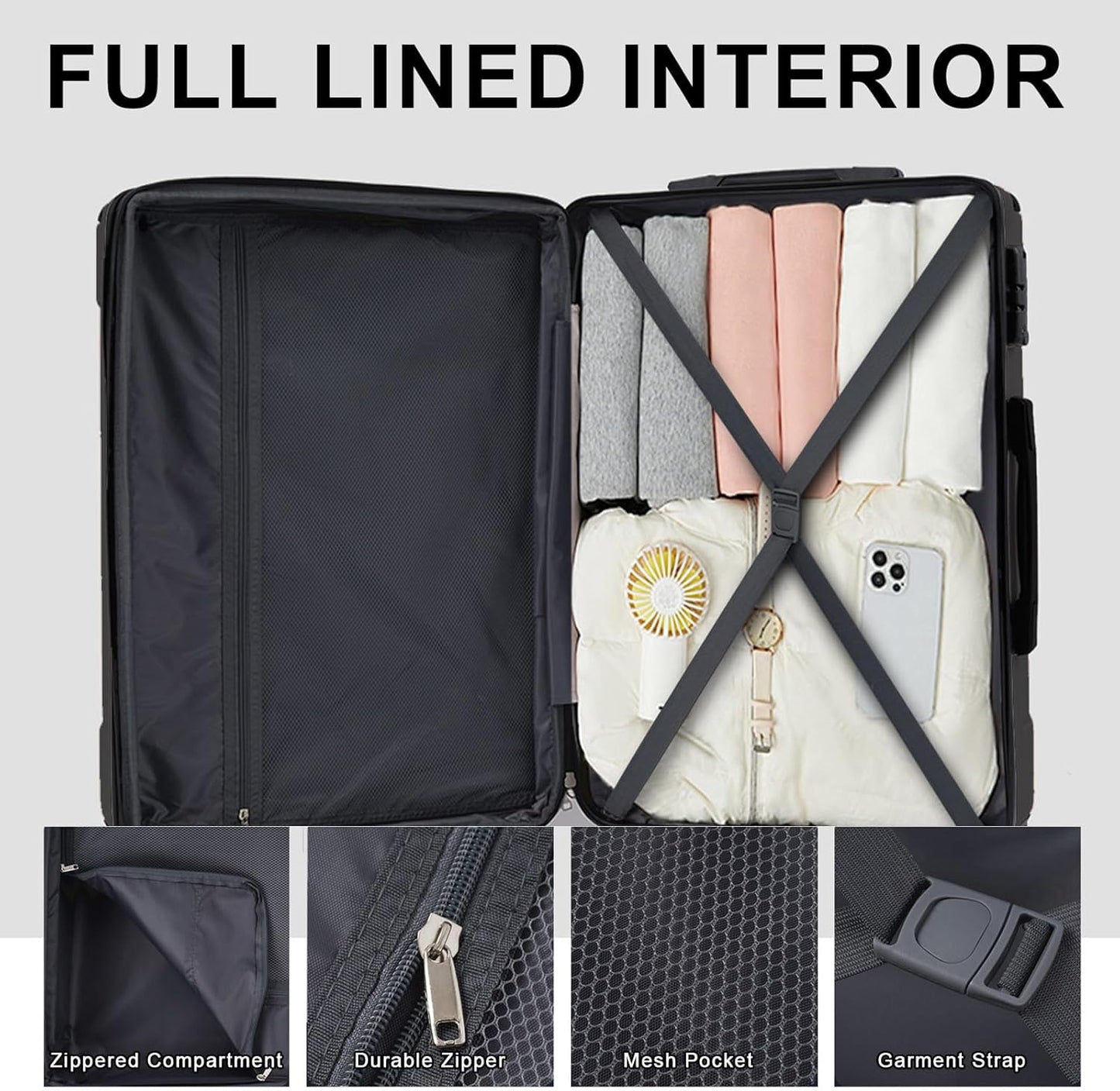 Merax 24 Inch Expandable Checked Luggage, Hardshell ABS Medium Suitcase with Spinner Wheels, TSA Lock, Lightweight Travel Suitcase for Long Trips and Vacations