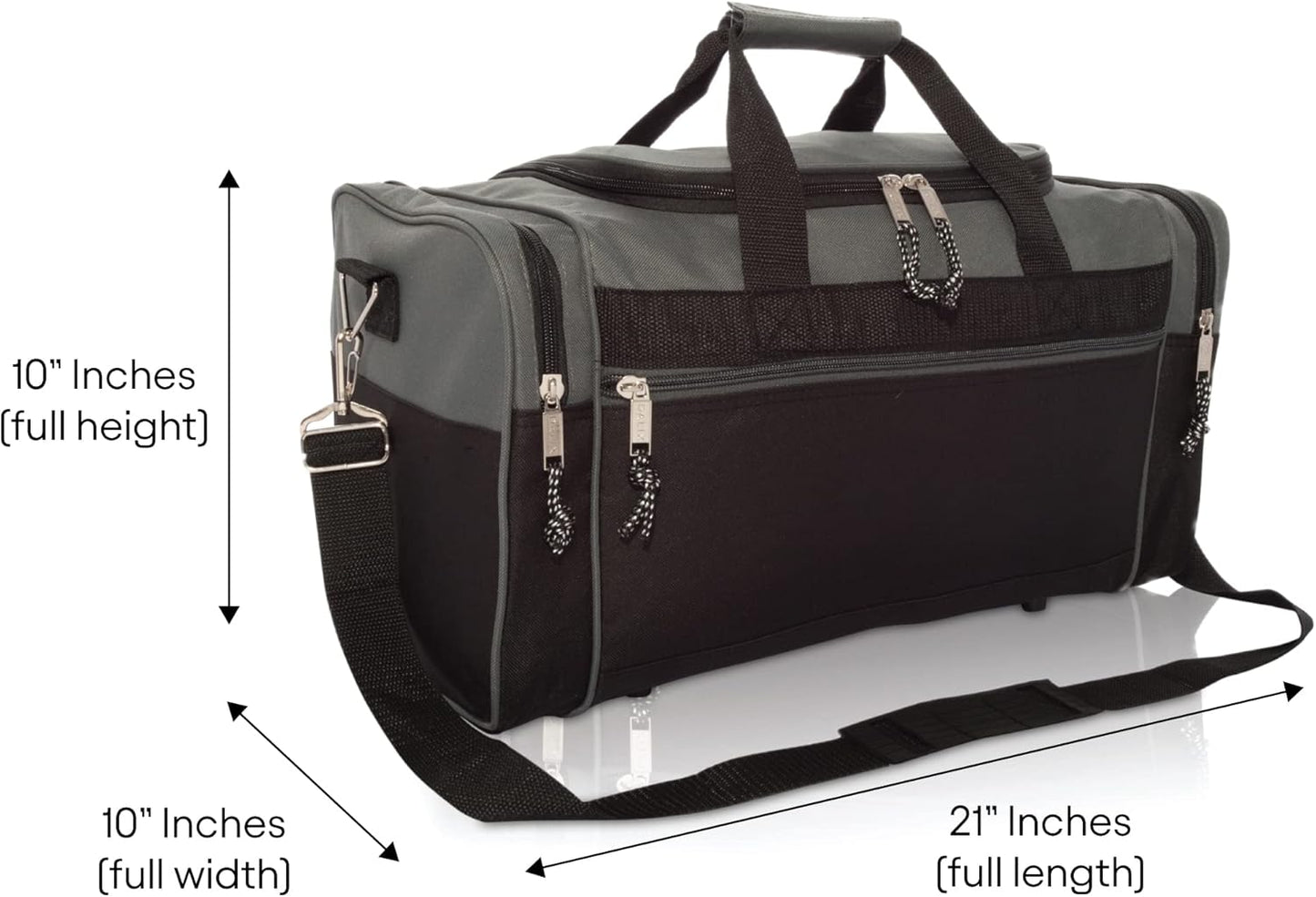 DALIX 21" Blank Sports Duffle Bag Gym Bag Travel Duffel with Adjustable Strap in Gray