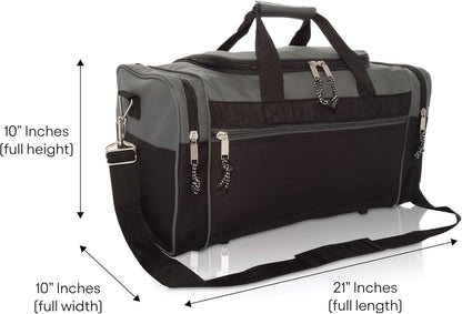 DALIX 21" Blank Sports Duffle Bag Gym Bag Travel Duffel with Adjustable Strap in Gray