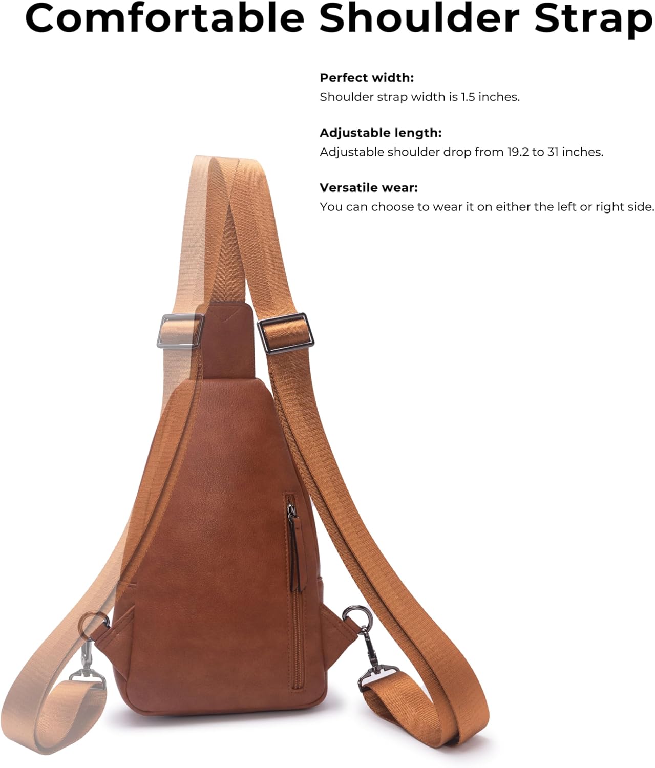 Alldaily Large Sling Bag for Women Crossbody Purse Leather Fashionable Trendy Chest Bag for Travel, Fanny Pack (Brown)